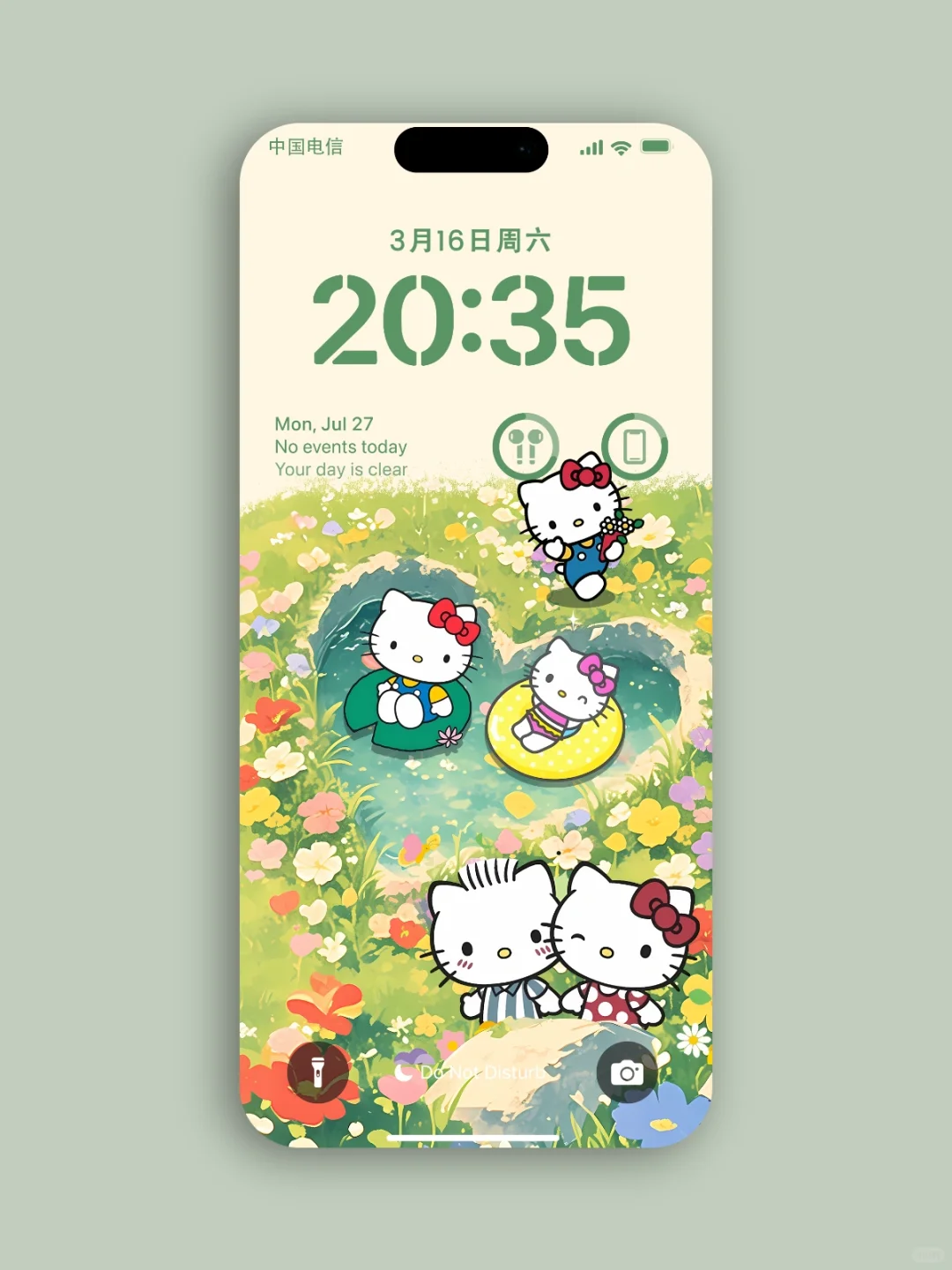 手机壁纸「0061」花海Kitty｜卡通INS风壁纸