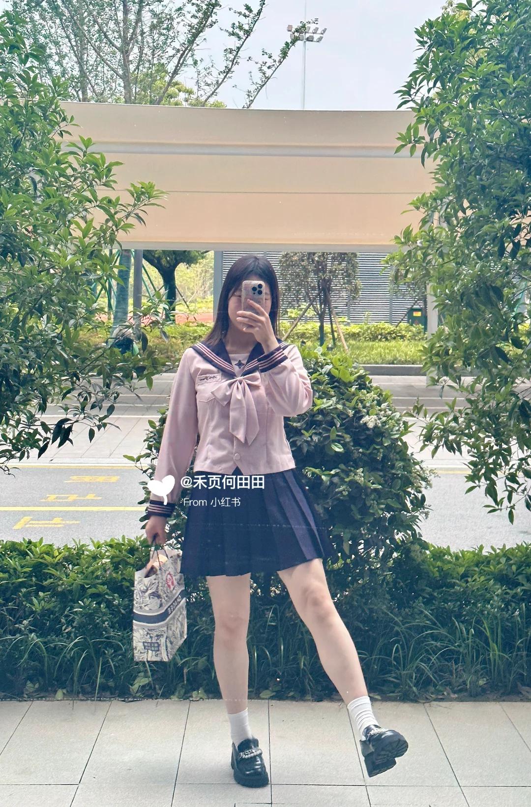 浅浅尝试下jk/粉色水手服真的好少女啦！