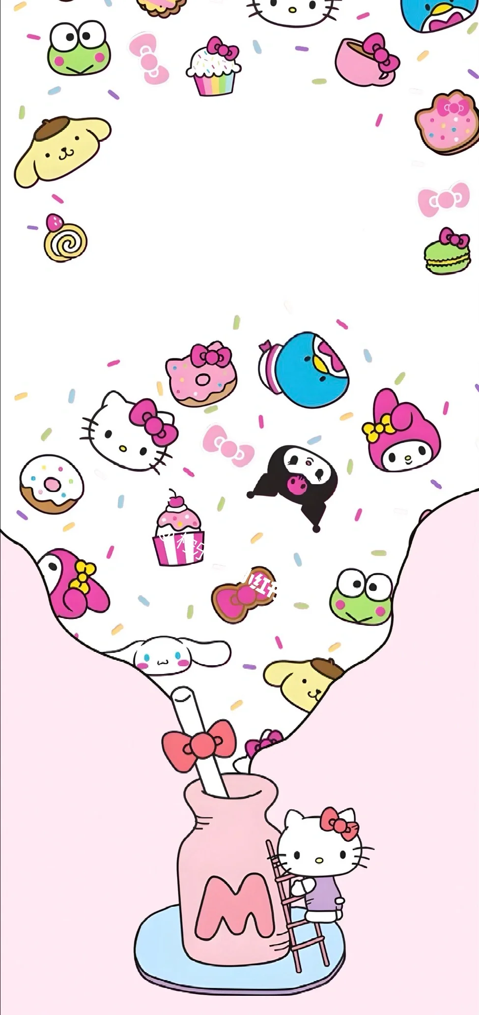 可爱插画手机壁纸丨HelloKitty汽水||?