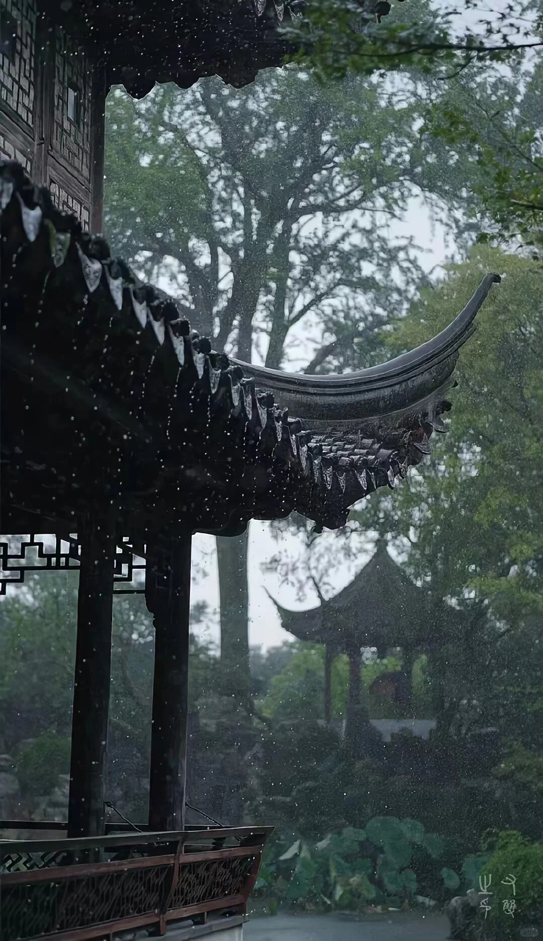 闲敲棋子落雨花～静心壁纸图