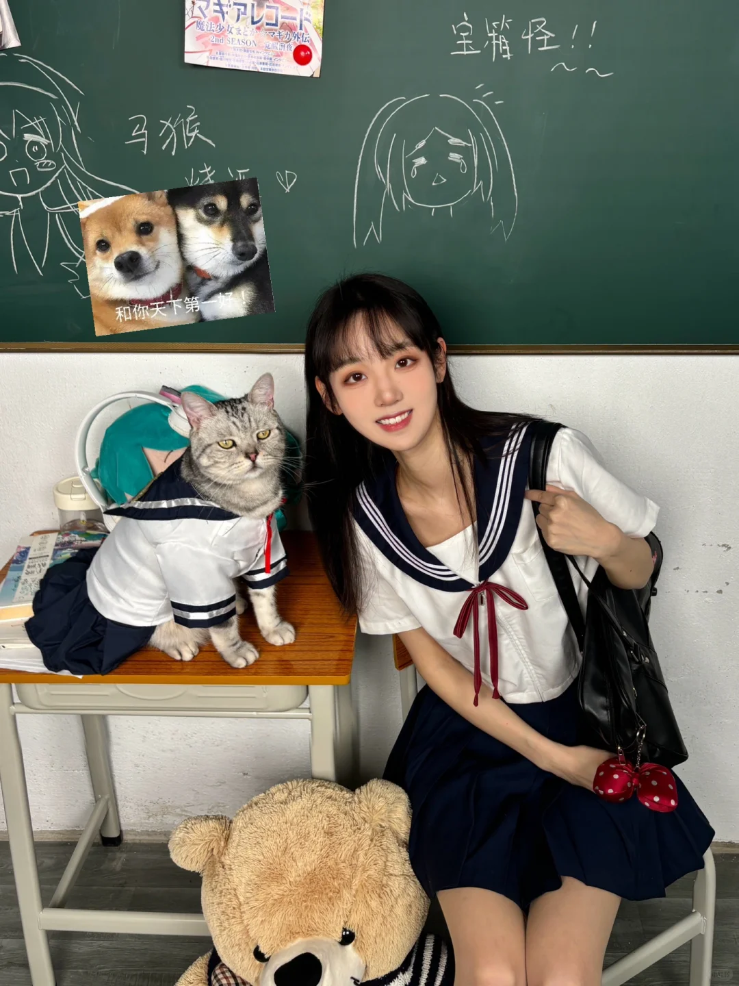 jk日常｜和我的小猫穿水手服亲子装！