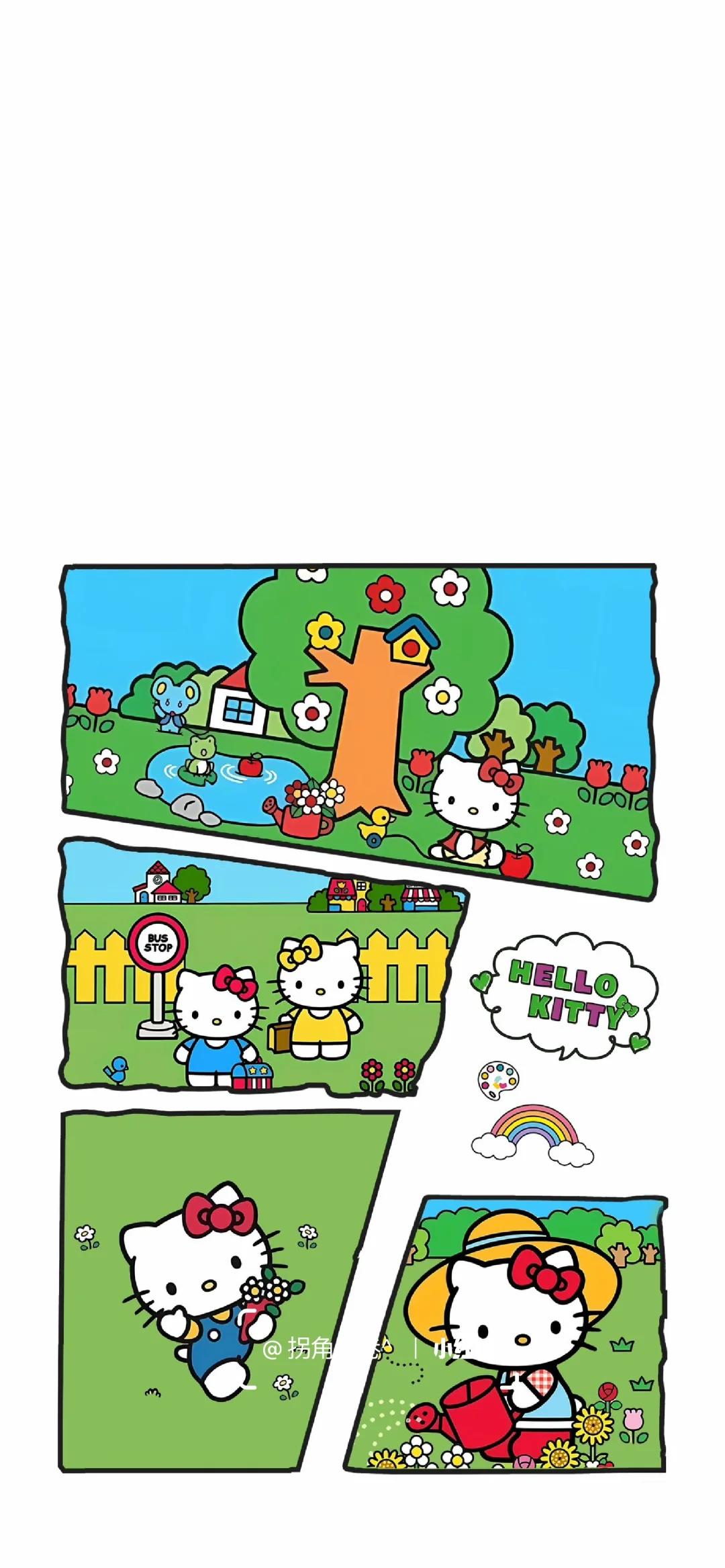 手机壁纸｜HelloKitty花之幻想走进一个绚丽