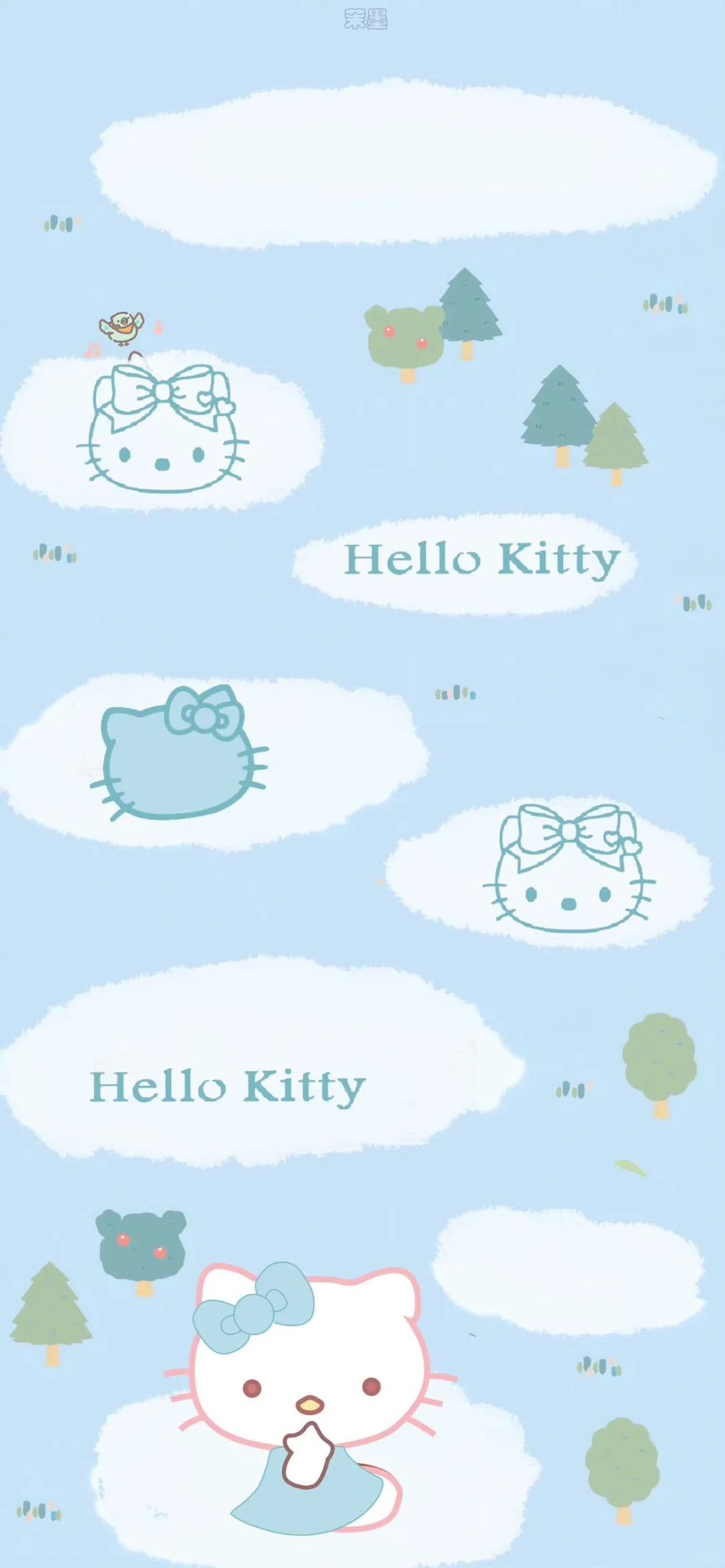 是蓝色的hello kitty 猫壁纸呀