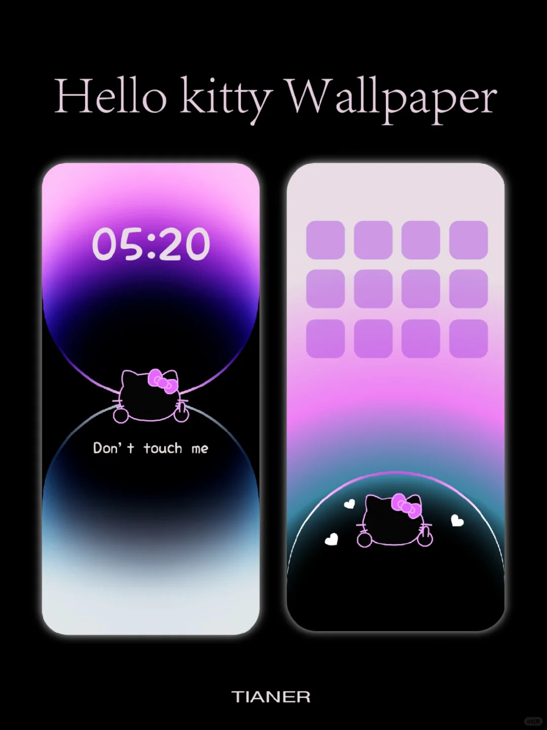 iPhone 14原装壁纸搭配Hello Kitty 炫酷绝