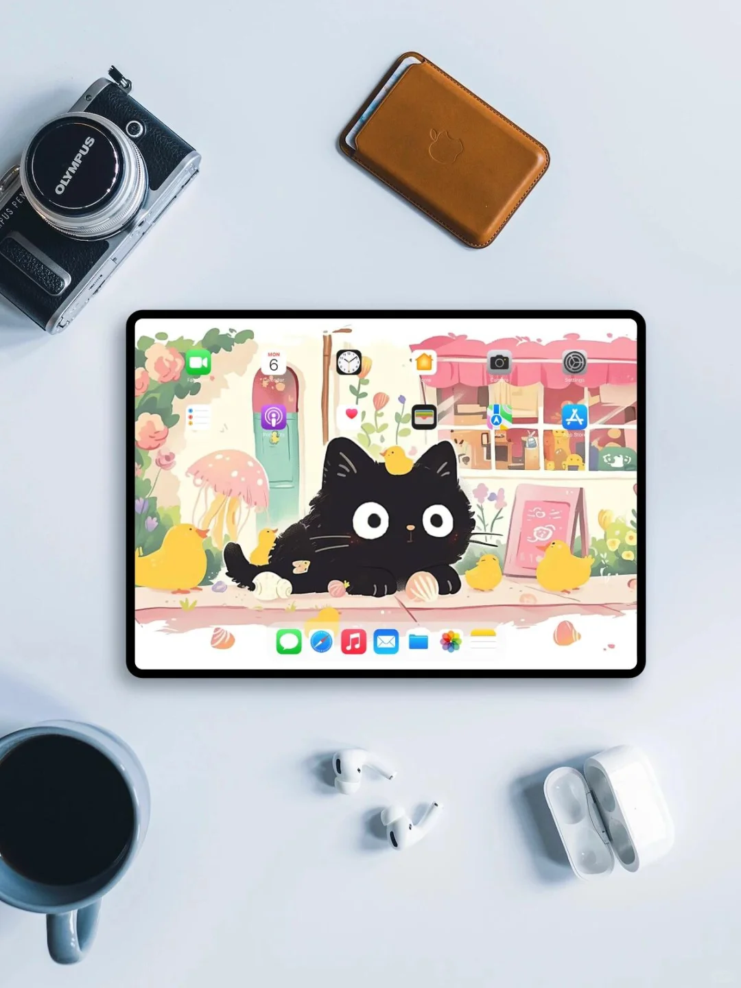 卡通壁纸｜小黑猫的iPad壁纸