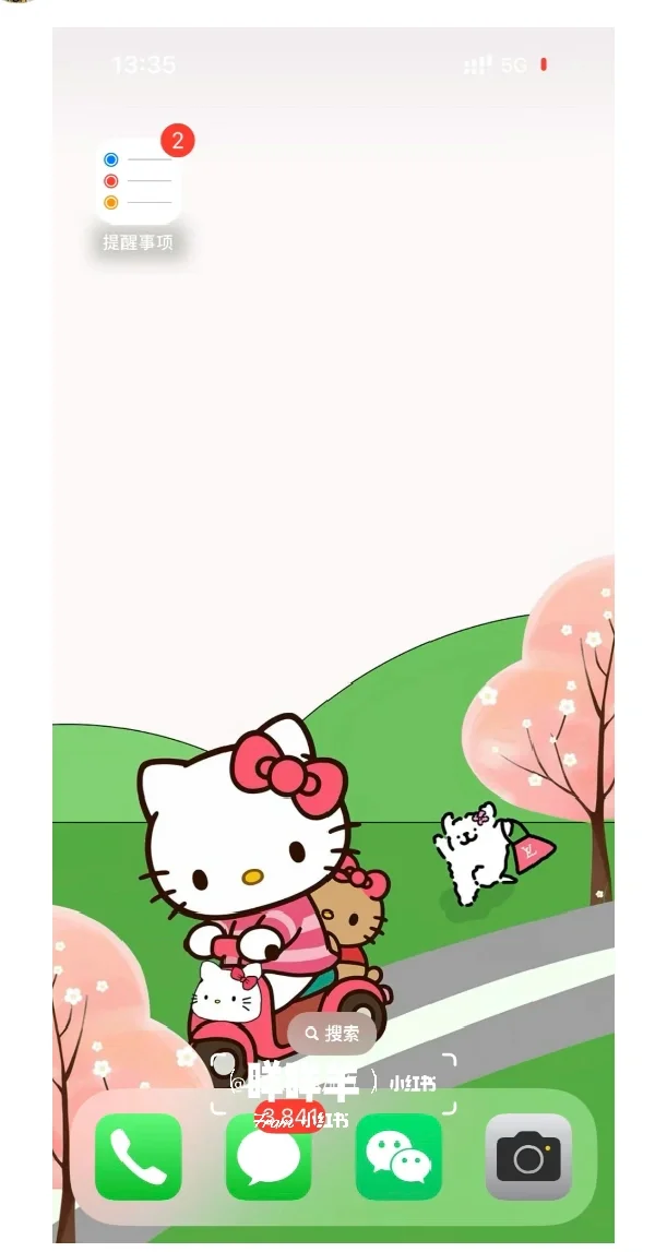 手机壁纸 丨Hellokitty 和线条小狗出游噜