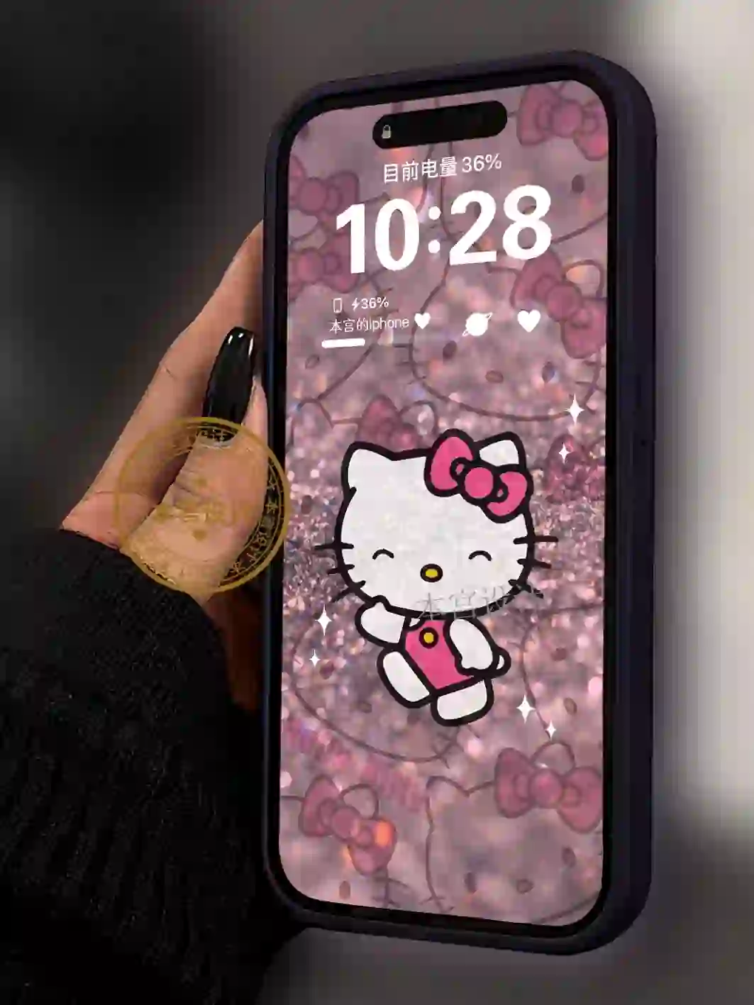 粉色发光壁纸?hellokitty｜卡通壁纸