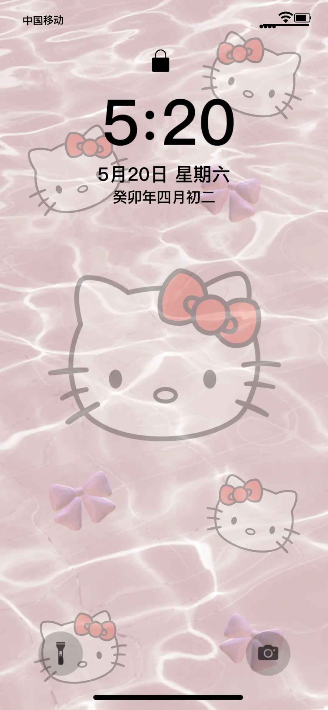 粉色水波纹hello kitty卡通壁纸