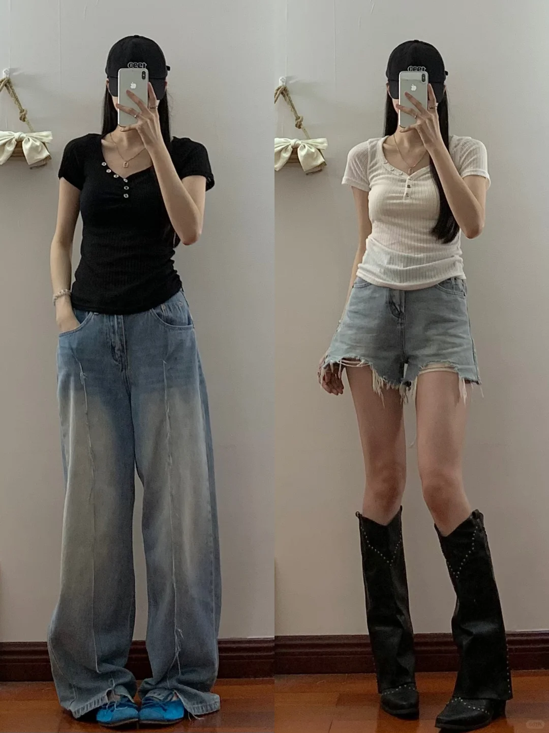 ?OOTD/美式小性感风穿搭#纯欲显身材V领tee