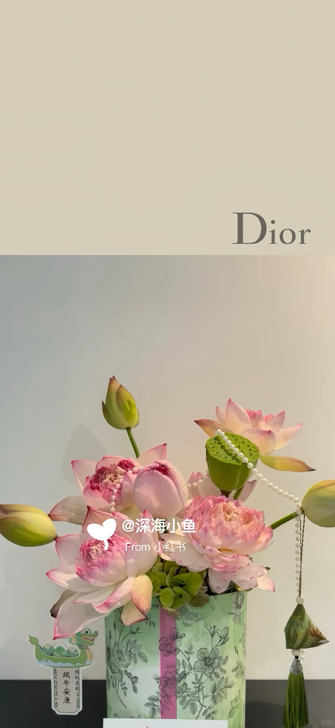 Dior 荷花 好运莲莲 荷气生财 手机壁纸