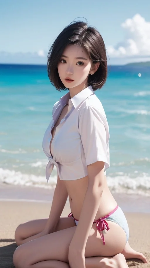 ai绘画｜夏威夷海滩比基尼美女