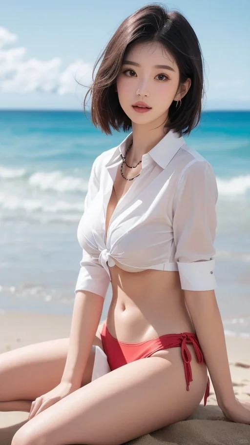 ai绘画｜夏威夷海滩比基尼美女