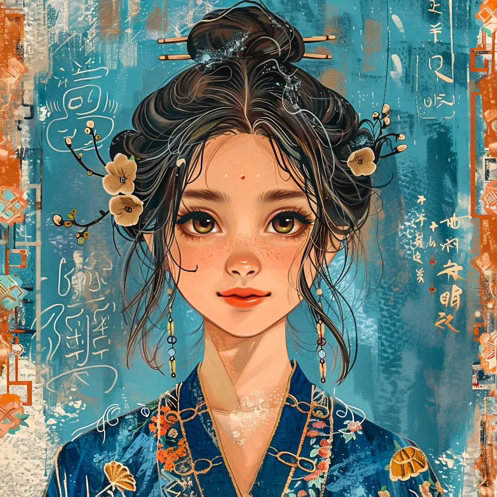 AI绘画-国风插画美女