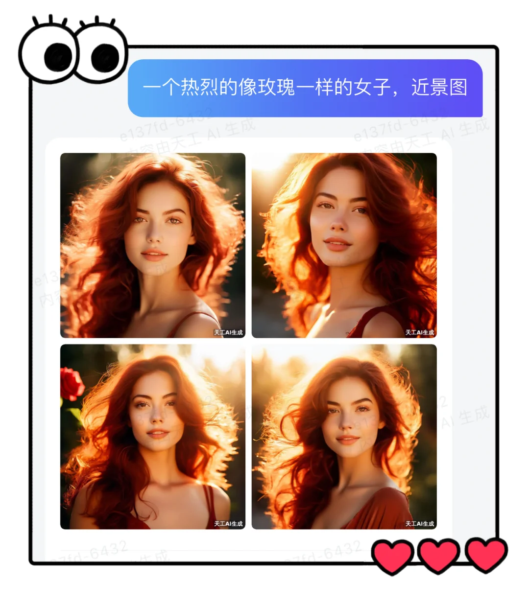 用AI画一个玫瑰一样热烈的女子