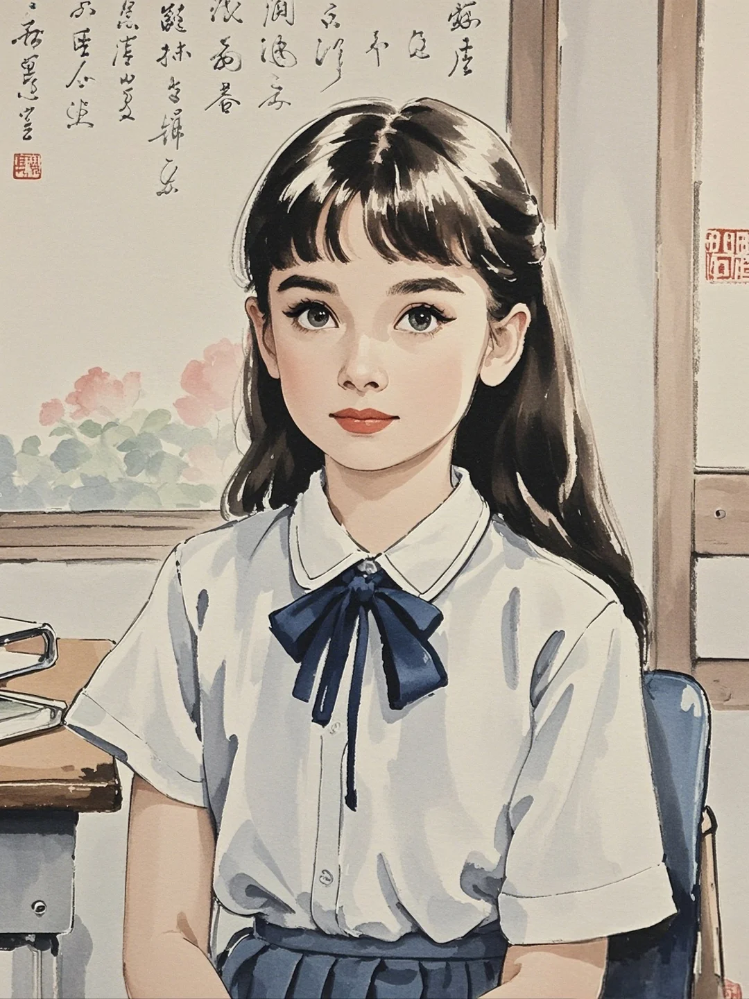 想象奥黛丽赫本从小学，初中到高中相貌变化