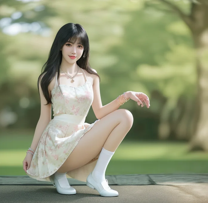 美女壁纸，AI绘画，治愈系美少女白袜美少女