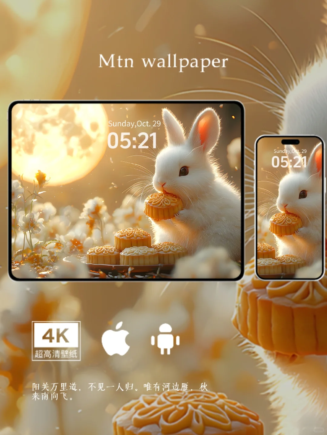 ?月兔盈秋丨领原图壁纸手机平板电脑高清