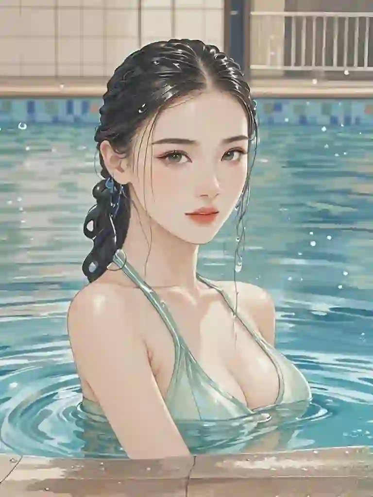 清水出芙蓉，游泳的女子