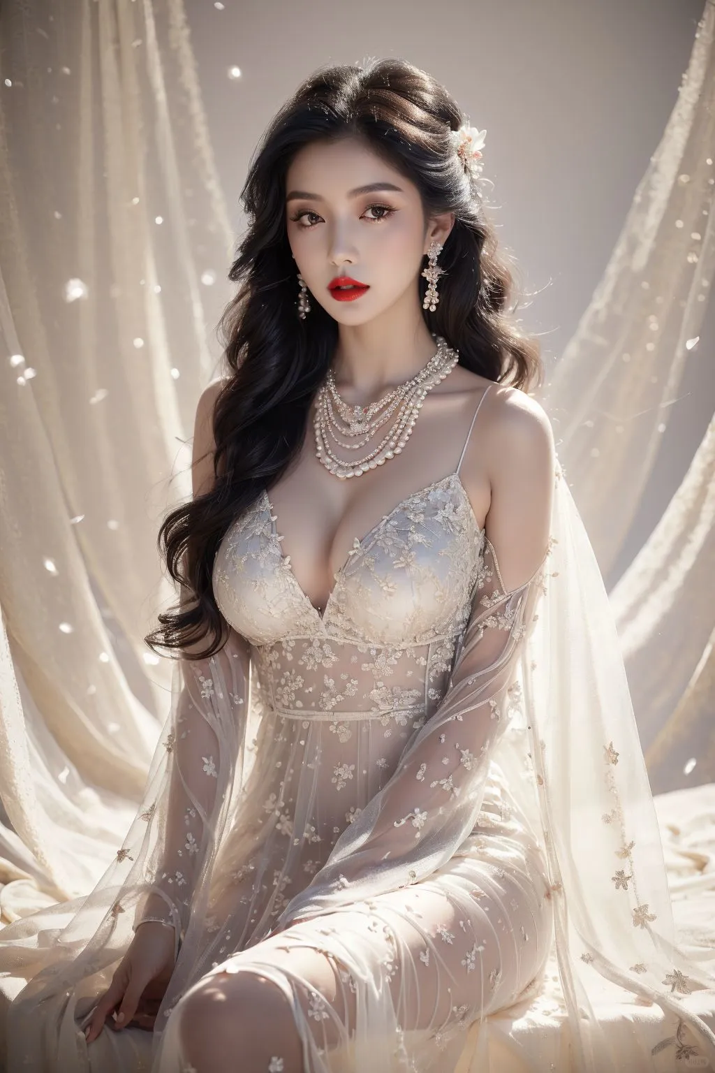 AI出美图：美丽新娘，红唇诱惑