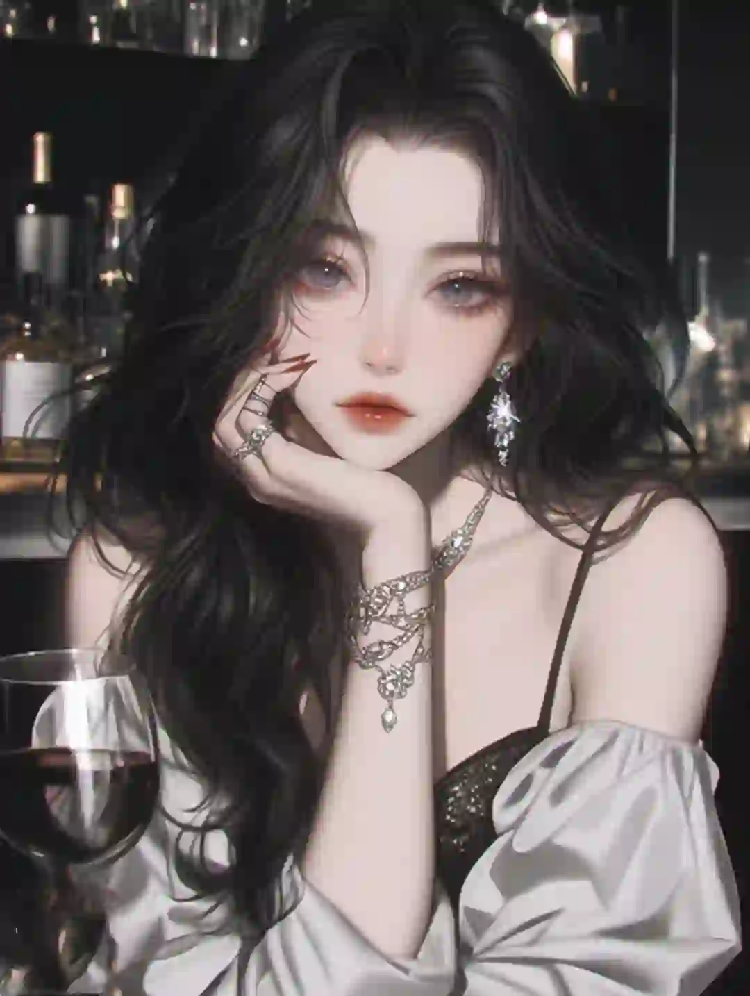 女生头像 | 女主人设图 | 摇晃的红酒杯