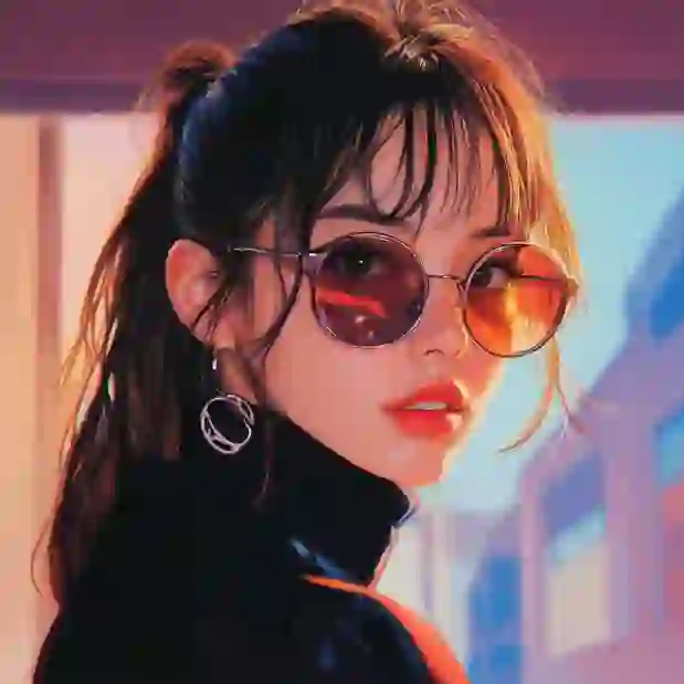 头像|AI绘画戴墨镜的Cool Girl头像分享