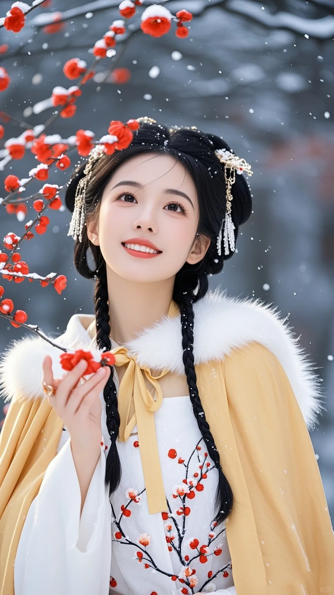 雪中梅花古风美人