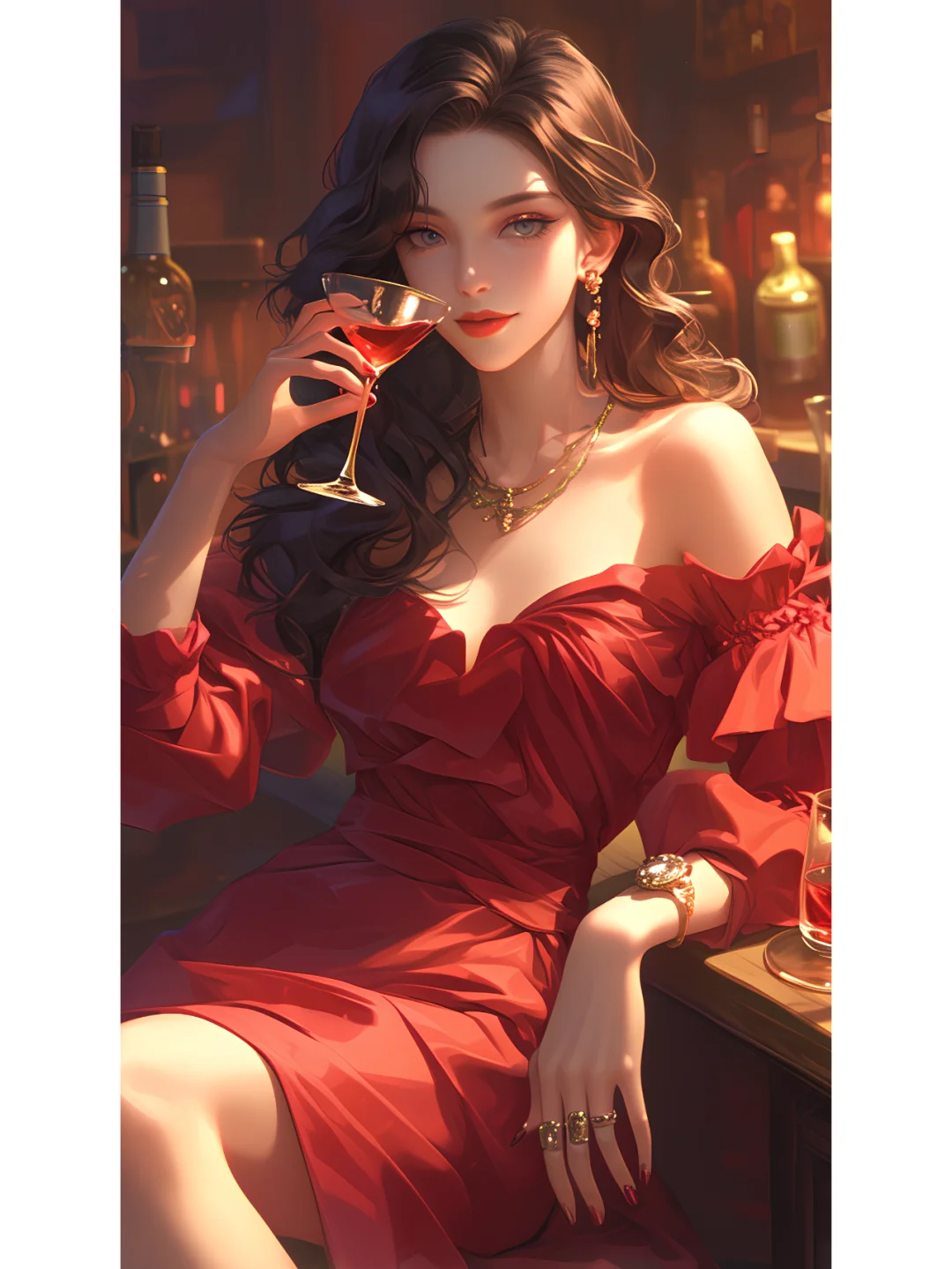 妖艳魅惑：酒吧老板娘的深情相约🍷💋✨