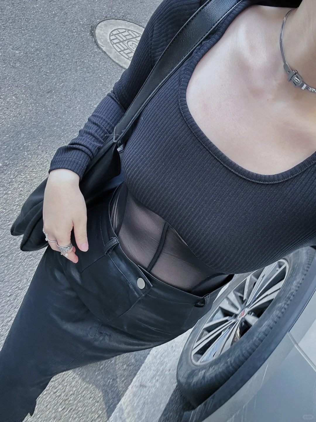 今日上班?ootd|周一黑色透视欧美辣妹风?