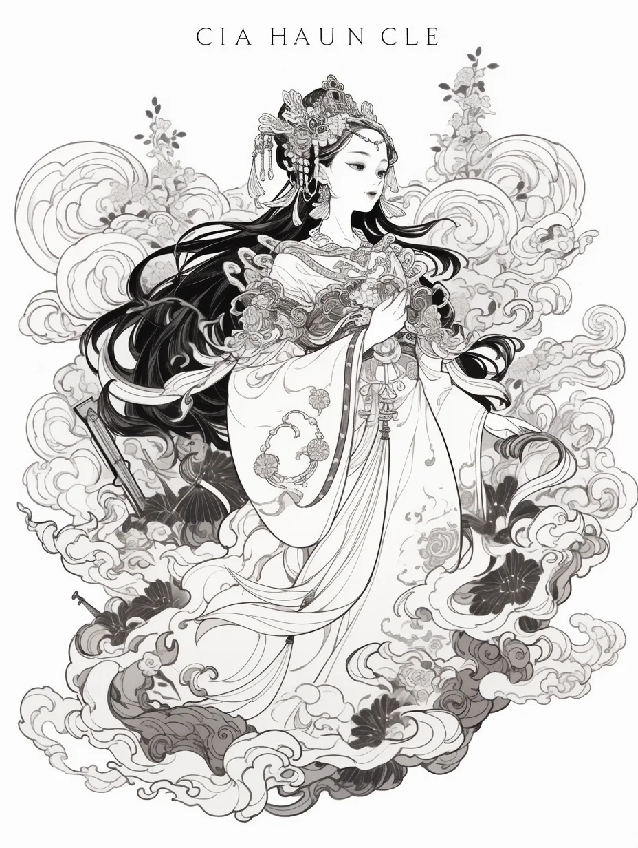 婀娜多姿的琴女｜黑白人物插画线稿练习