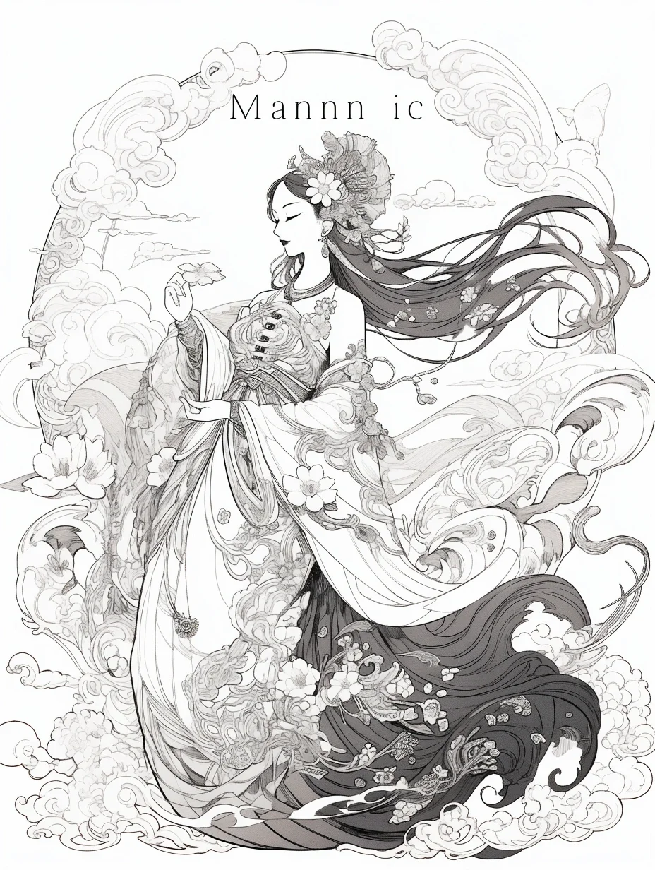 婀娜多姿的琴女｜黑白人物插画线稿练习