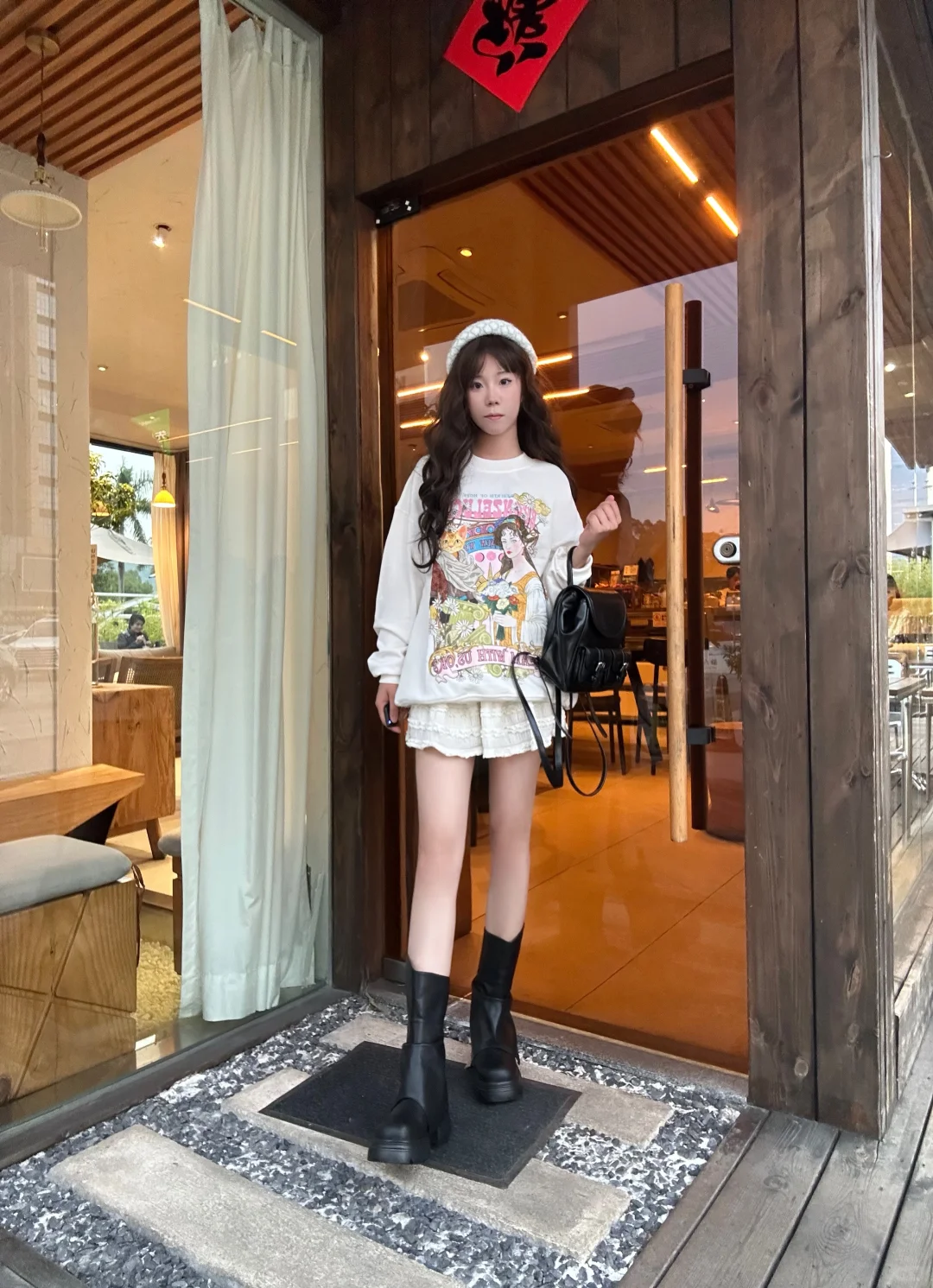 outfit｜*?·甜美复古印花卫衣分享*?