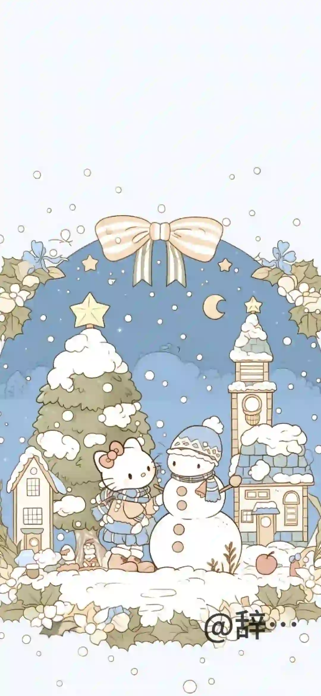 手机壁纸丨Hello Kitty圣诞雪