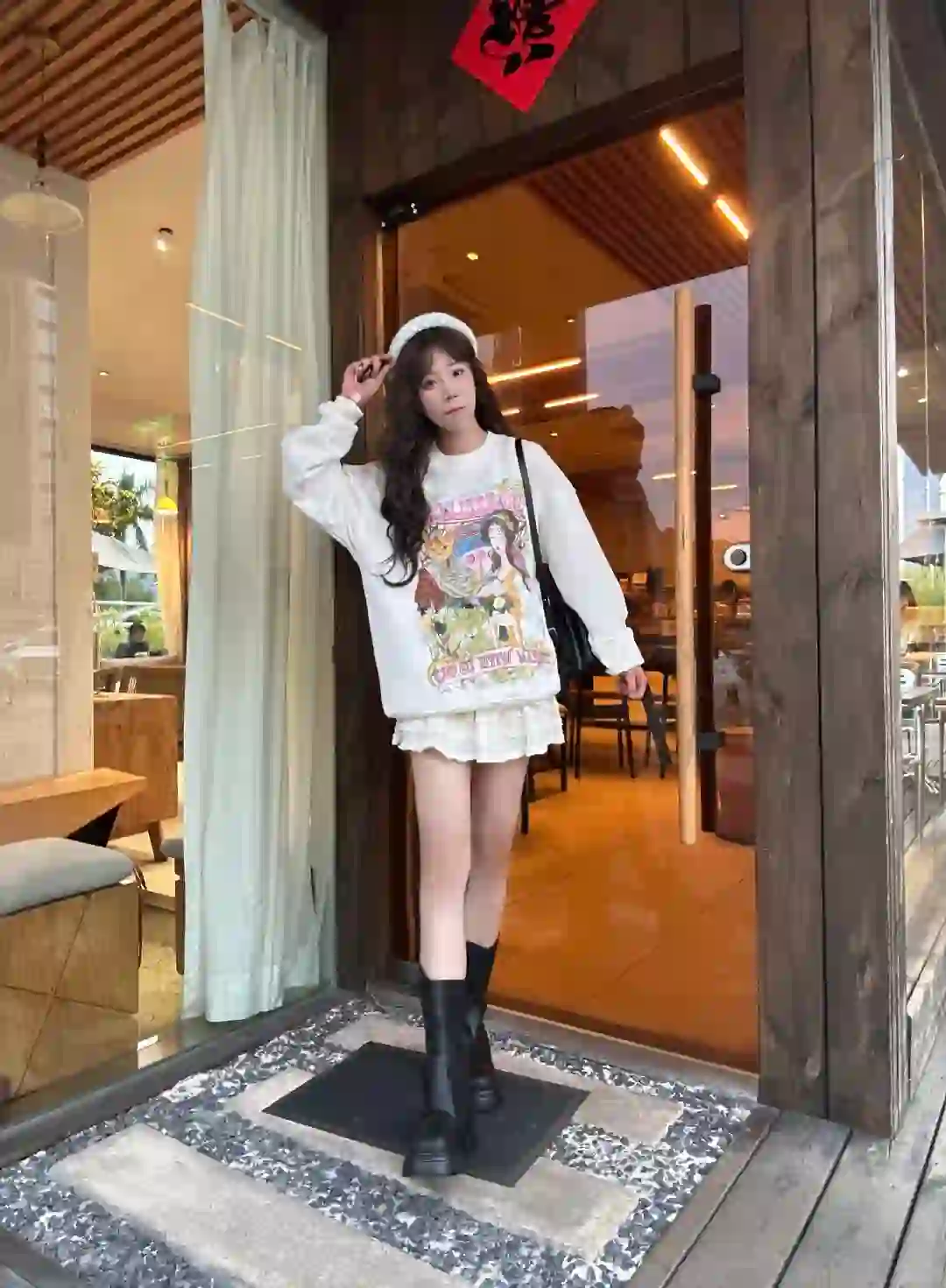 outfit｜*?·甜美复古印花卫衣分享*?