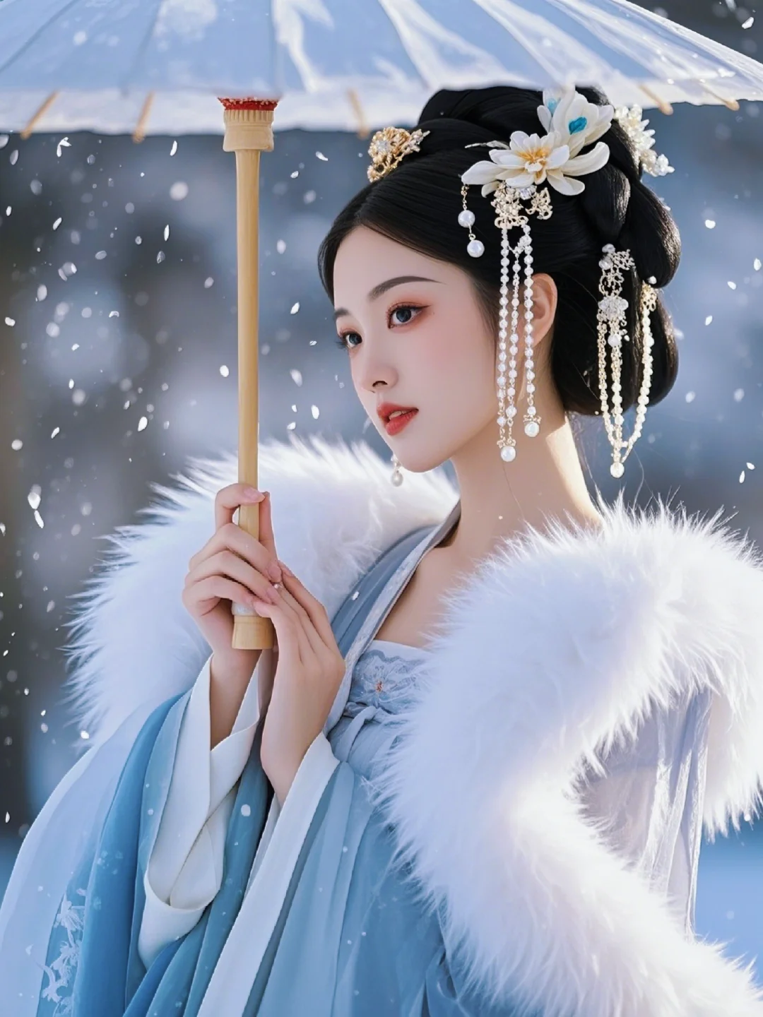 雪天里的古装美人，美得不要不要的！