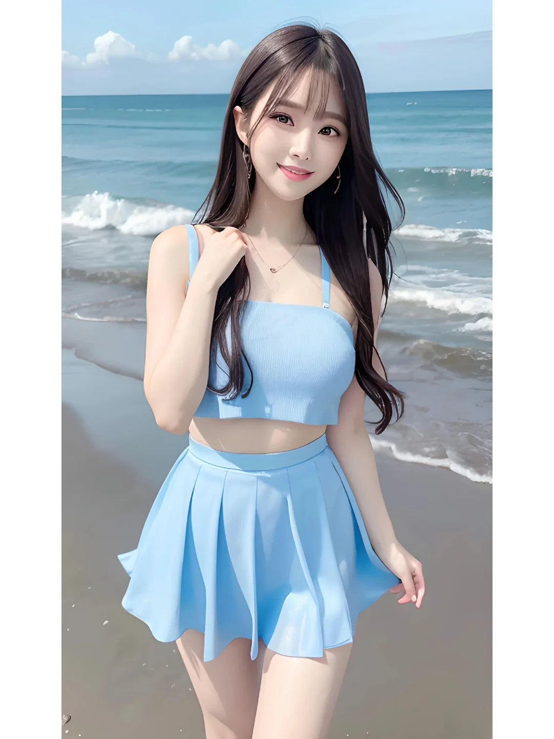 大海，沙滩美女