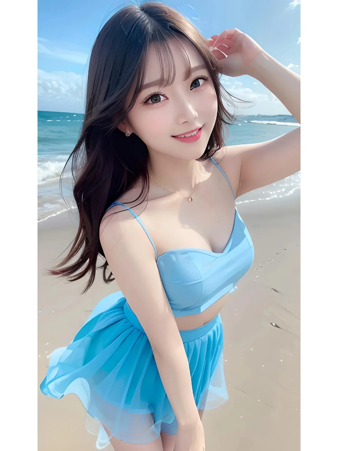 大海，沙滩美女