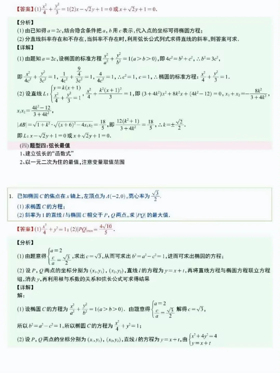 高中数学圆锥曲线翻来覆去就这12种