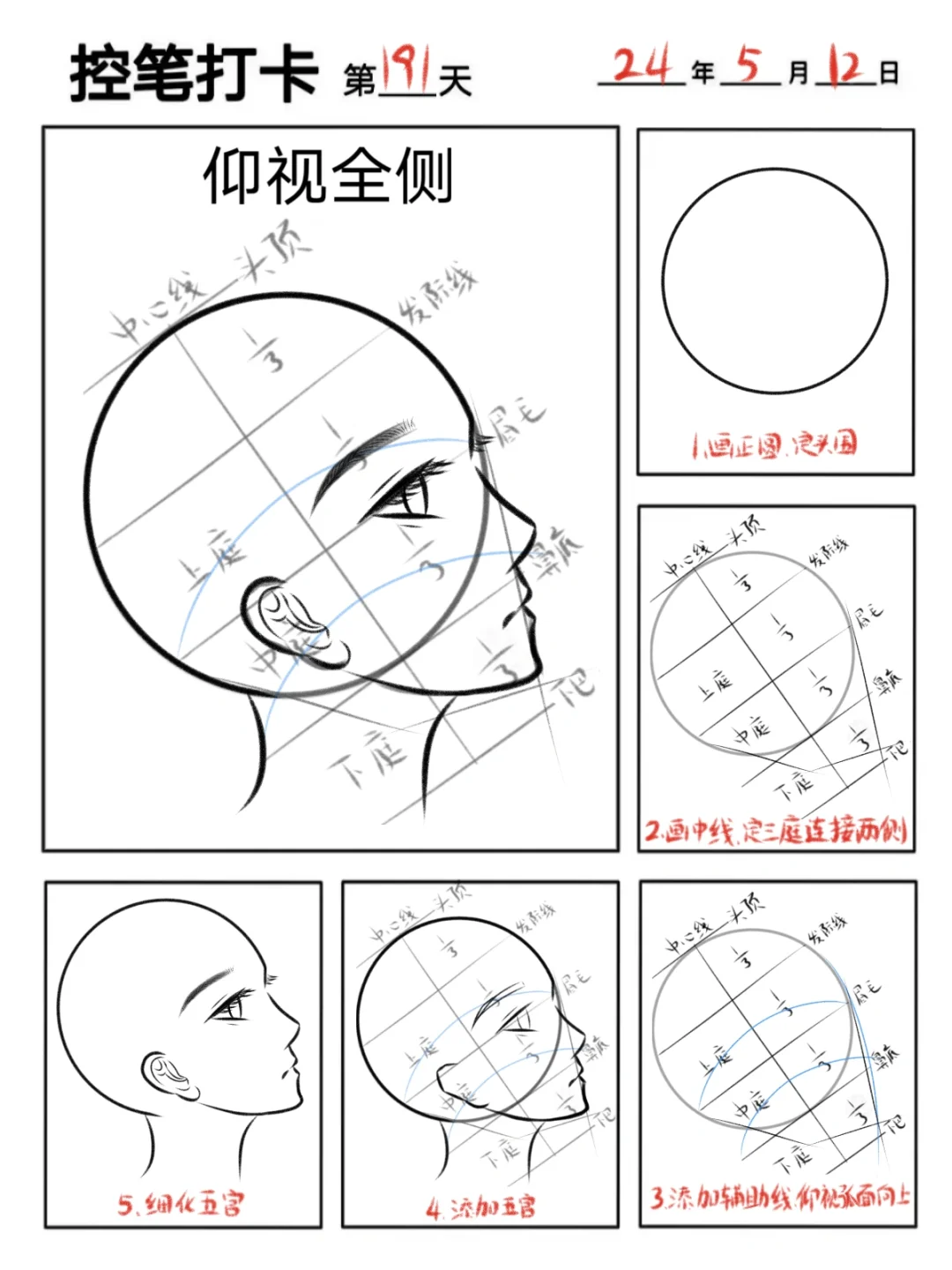 插画师怎样练成的青年头部透视合集