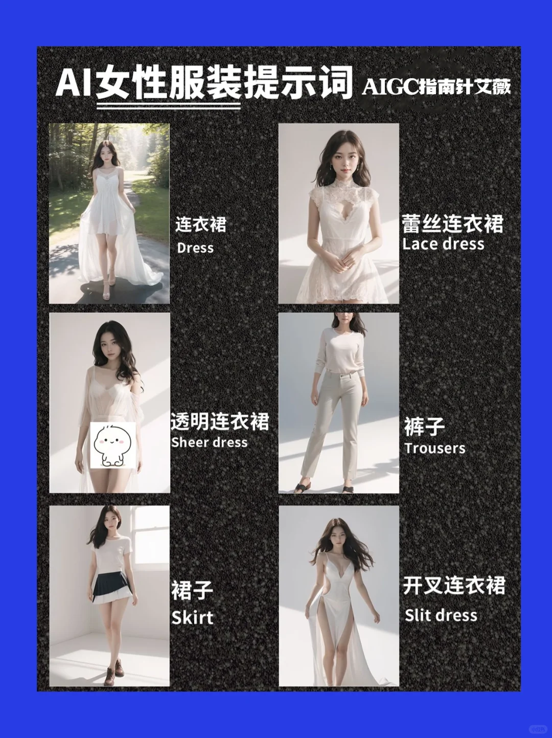 AI绘画 SD MJ通用女性服装关键词prompt