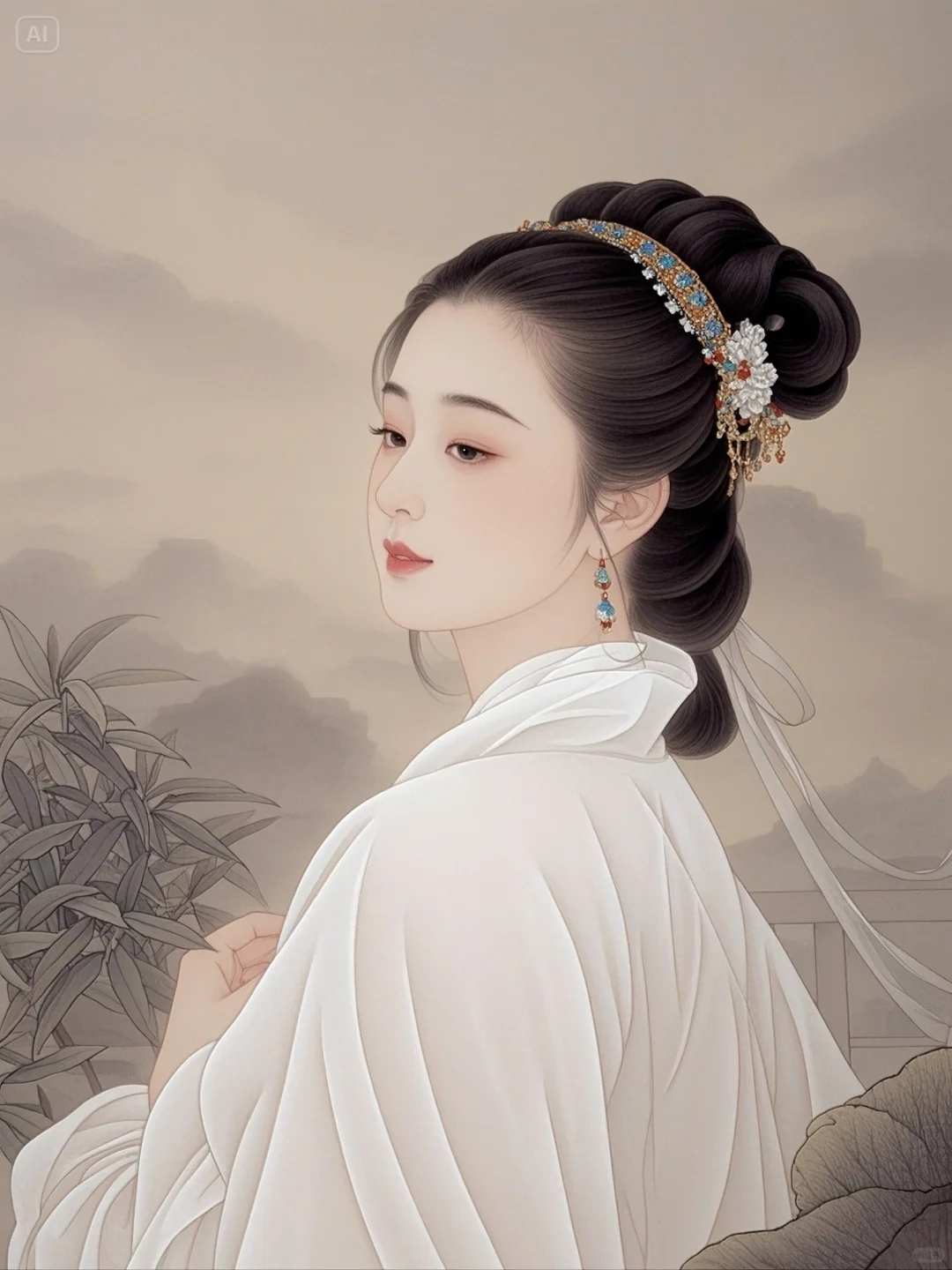 工笔画古风|杨贵妃