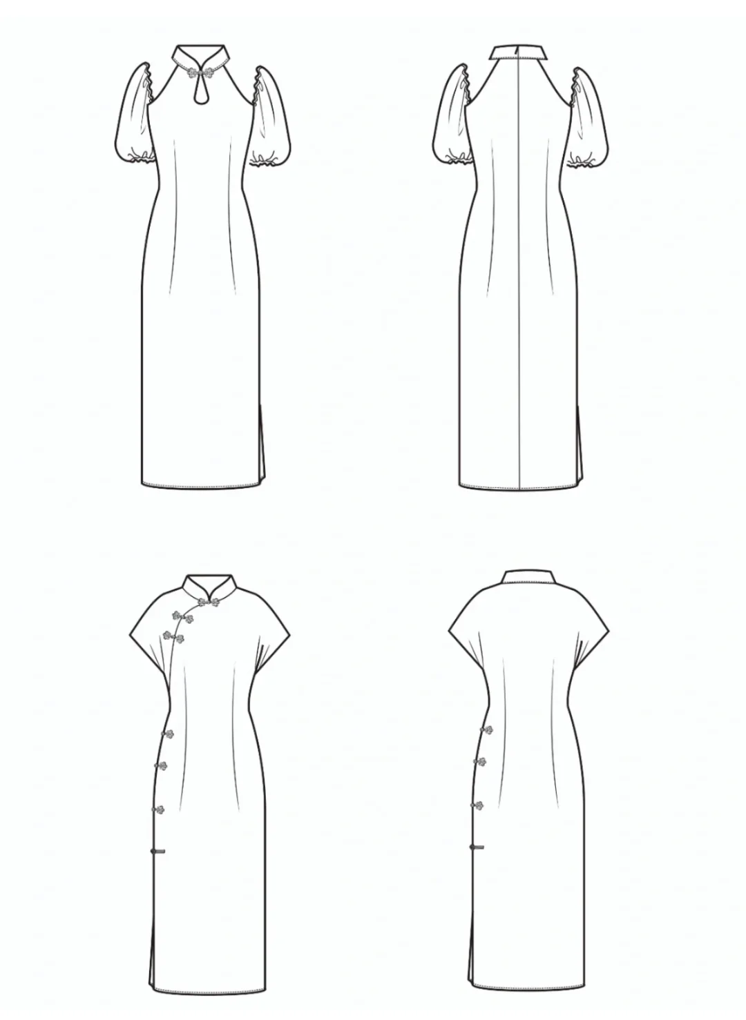 ?服装设计素材库｜16套新中式旗袍款式合集