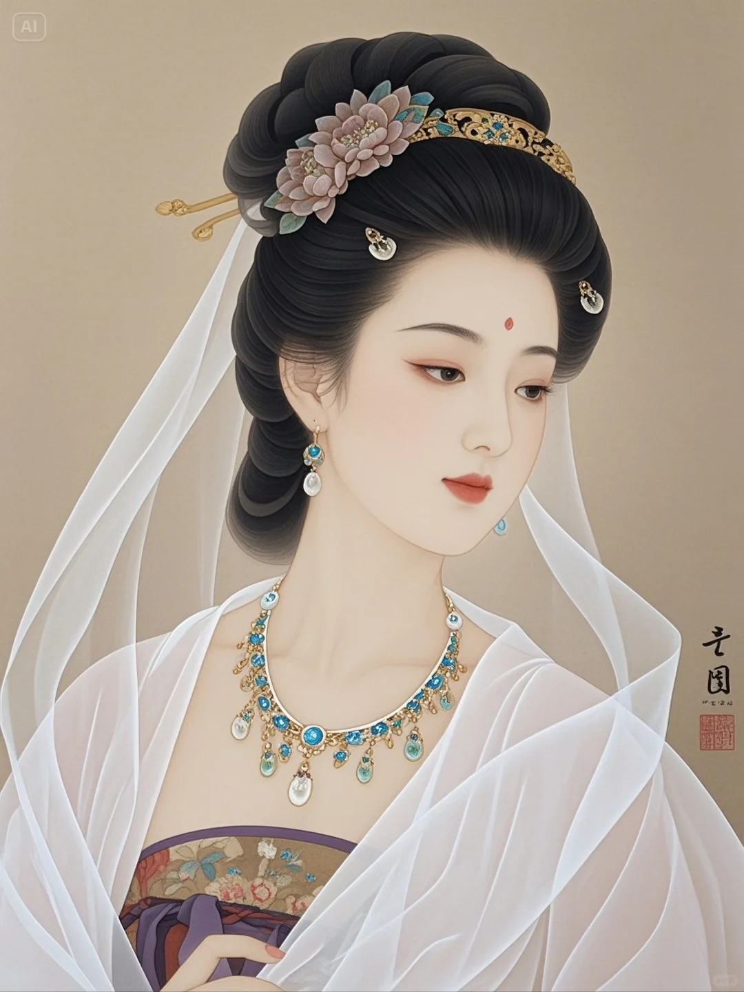 工笔画古风|杨贵妃