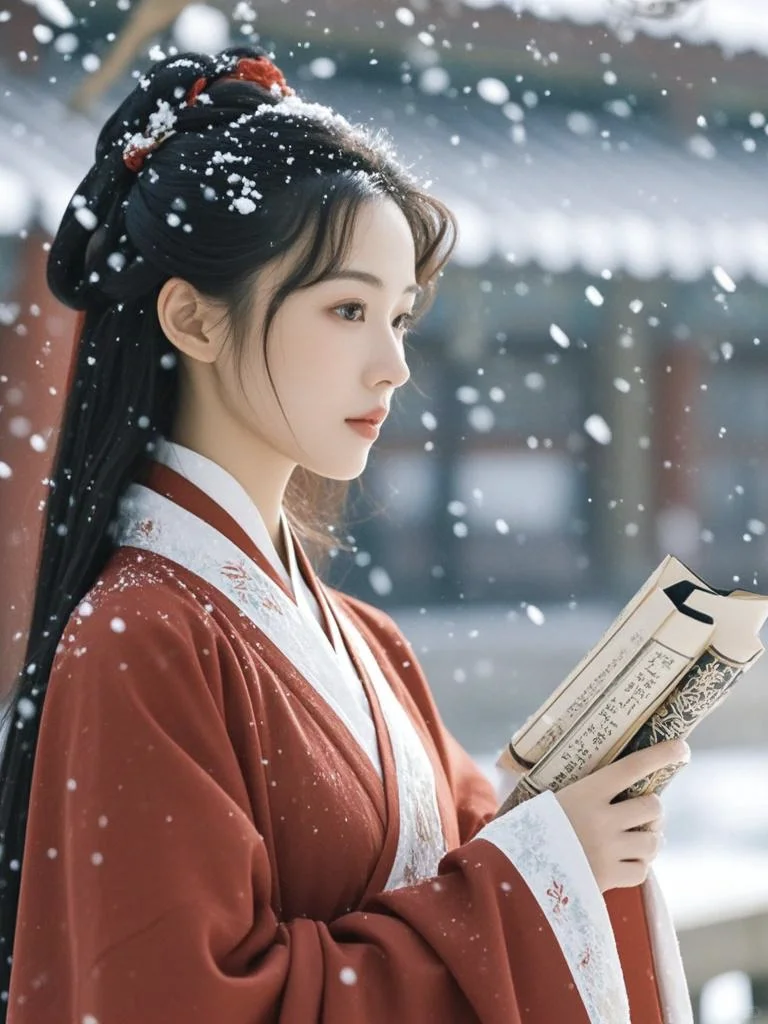 美女壁纸︳红衣映雪飘，险资落琼瑶?