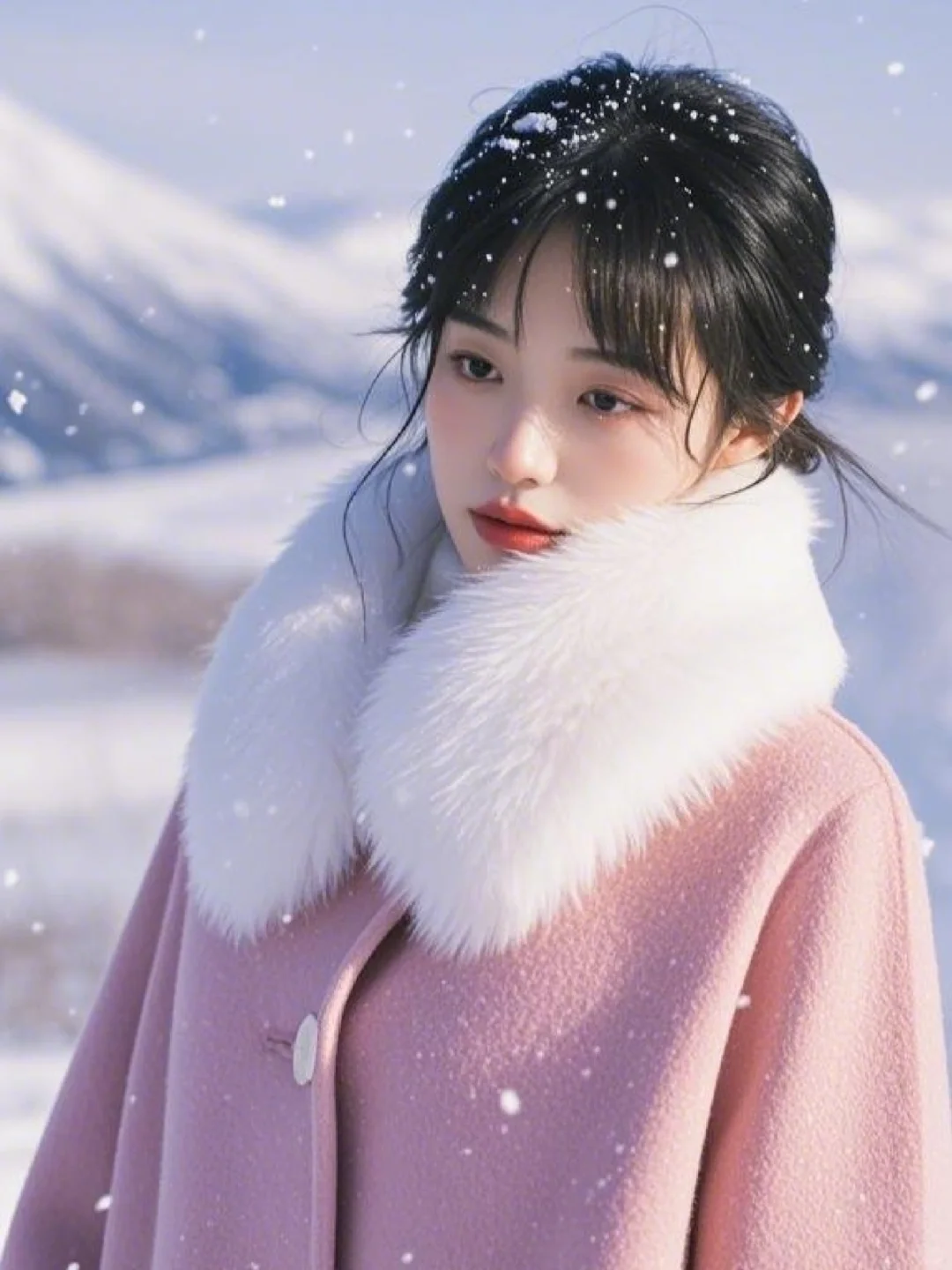 雪地里的氛围感美女