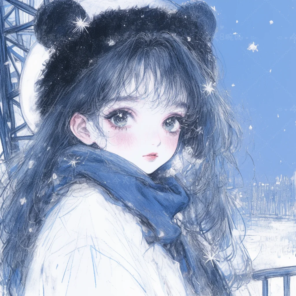 冬雪飘落，是天使洒下的羽毛｜插画女头