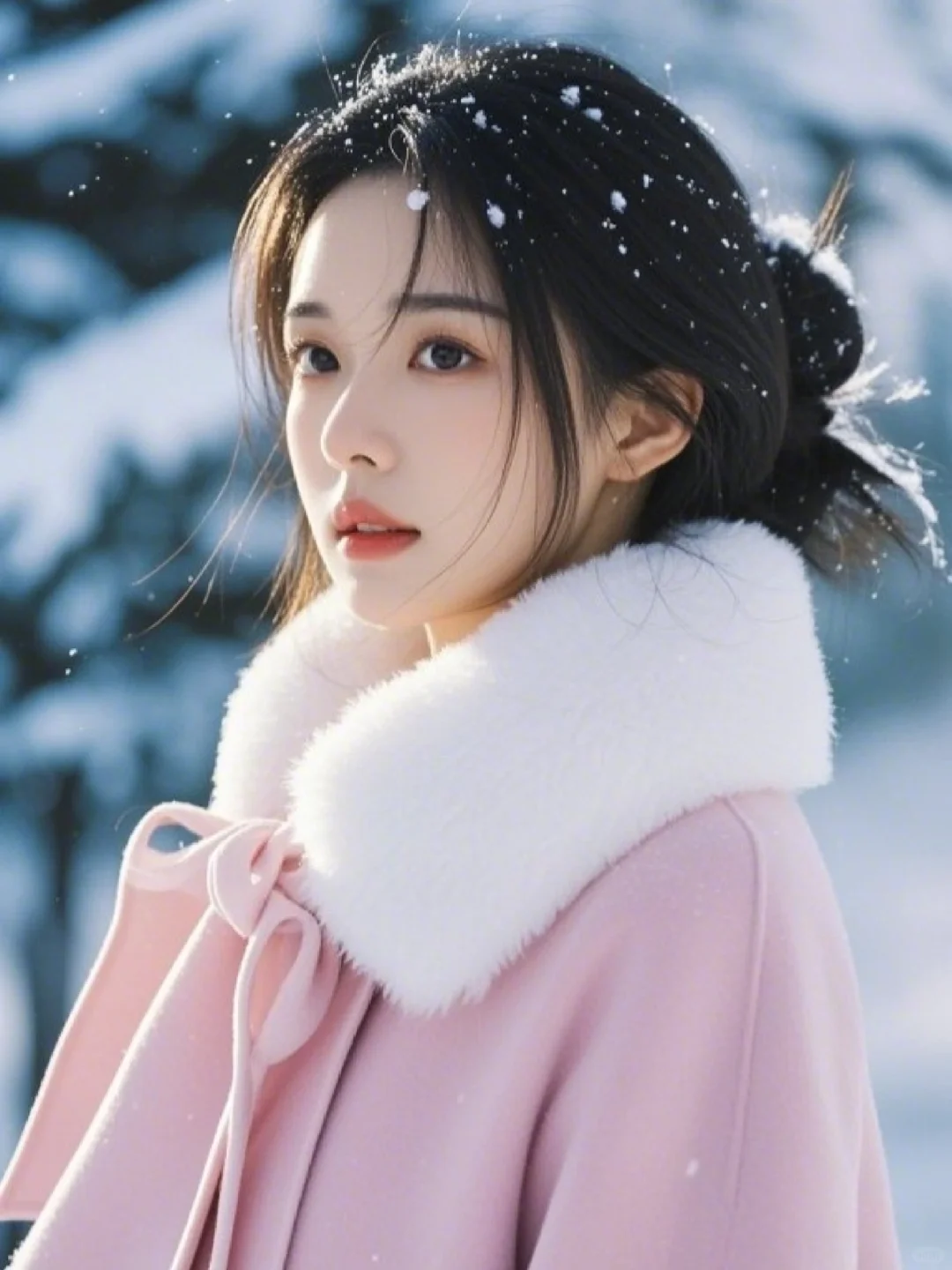 雪地里的氛围感美女