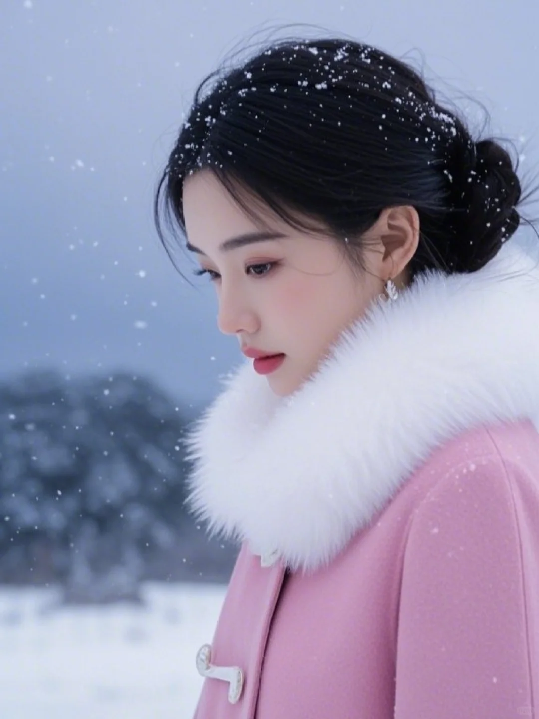 雪地里的氛围感美女