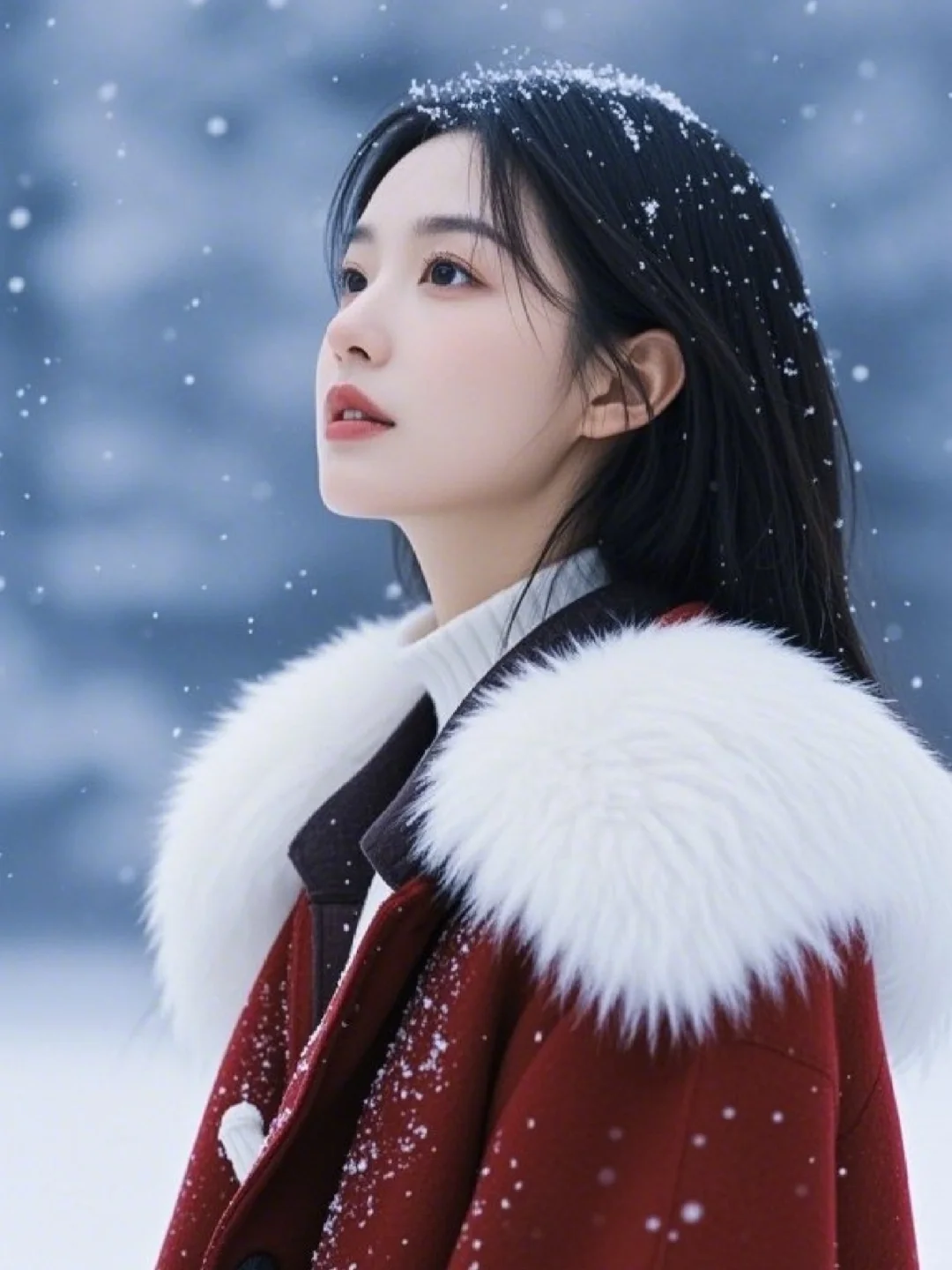 雪地里的氛围感美女