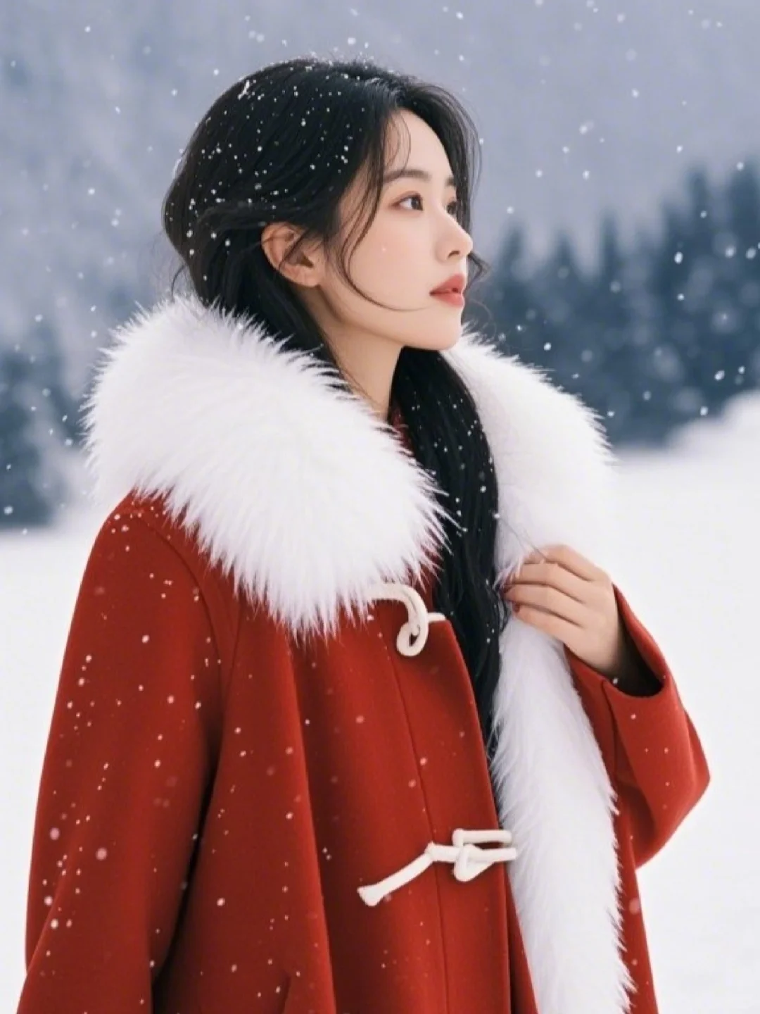 雪地里的氛围感美女