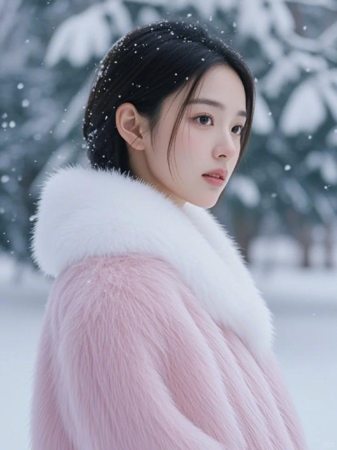 雪地里的氛围感美女